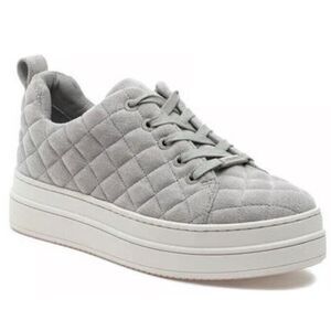 J/Slides Quilted Sneakers Platform Comfy Casual Shoes Women's Size 5 in Gray